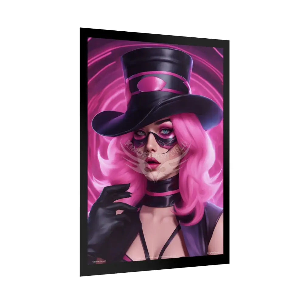 ’Pink Ladies’ Sexy Fashion Character Lady Cosplay Portrait — Playful Art Print Pushing Pink Hair Poster Set Pieces