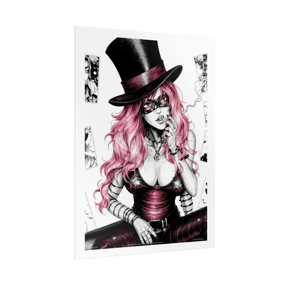 ’Pink Ladies’ Sexy Fashion Character Lady Cosplay Portrait — Playful Art Print Pushing Pink Hair Poster Set Pieces