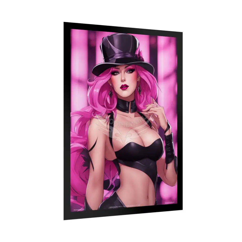 ’Pink Ladies’ Sexy Fashion Character Lady Cosplay Portrait — Playful Art Print Pushing Pink Hair Poster Set Pieces