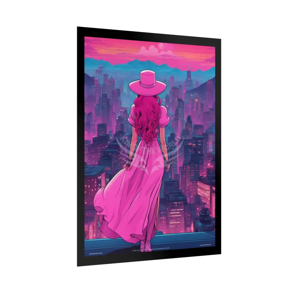 ’Pink Ladies’ Sexy Fashion Character Lady Cosplay Portrait — Playful Art Print Pushing Pink Hair Poster Set Pieces