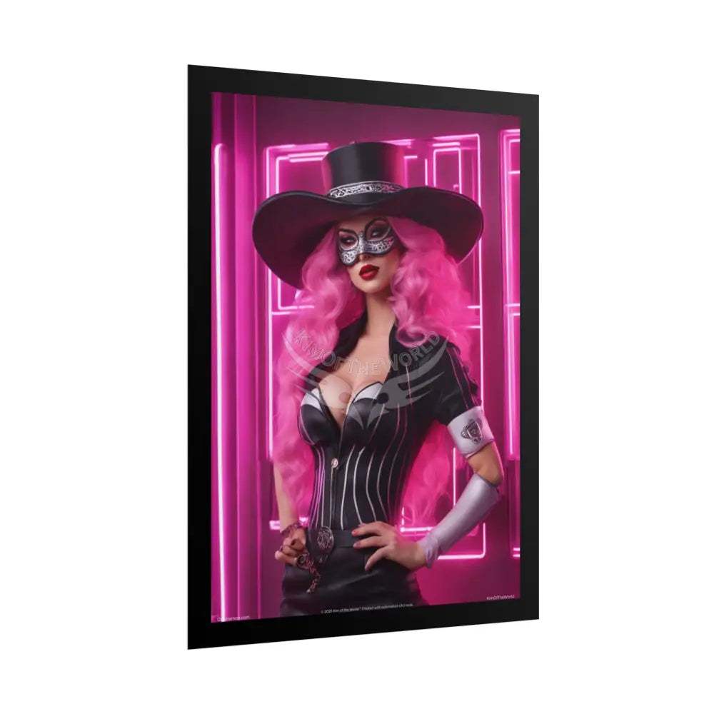 ’Pink Ladies’ Sexy Fashion Character Lady Cosplay Portrait — Playful Art Print Pushing Pink Hair Poster Set Pieces