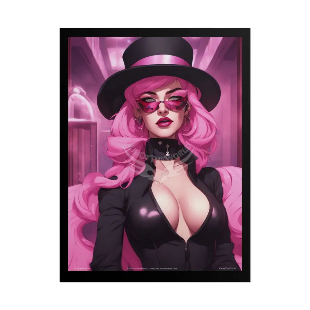 ’Pink Ladies’ Smoking Fetish Character Lady Cosplay Portrait — Playful Art Print Pushing Pink Hair Poster Set Pieces