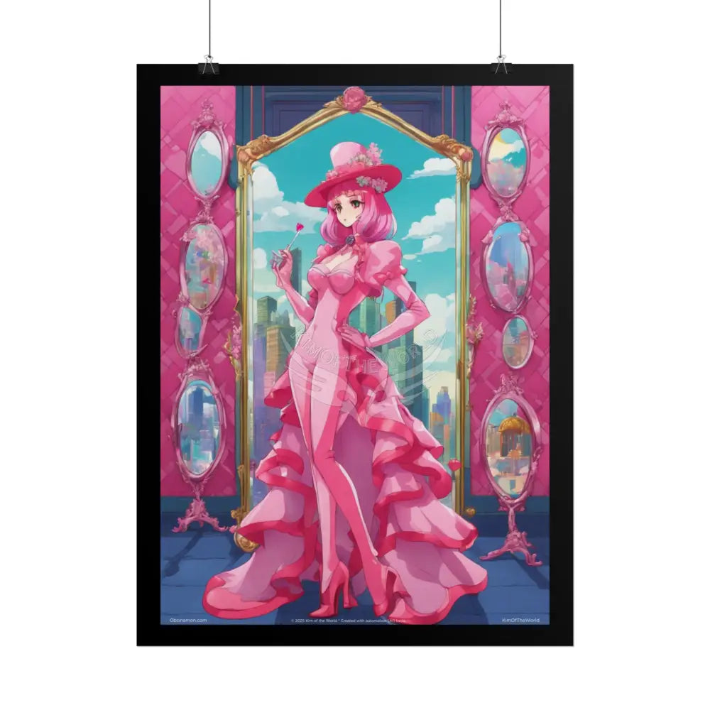 ’Pink Lady’ Empowered Women Anime Art Prints (Bold Female Characters) — Rolled Poster Set Poster