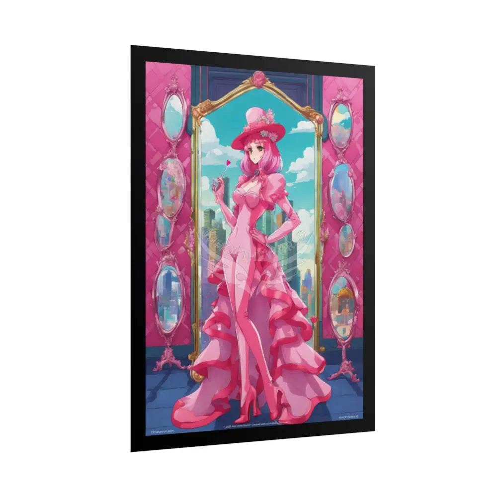 ’Pink Lady’ Empowered Women Anime Art Prints (Bold Female Characters) — Rolled Poster Set Poster