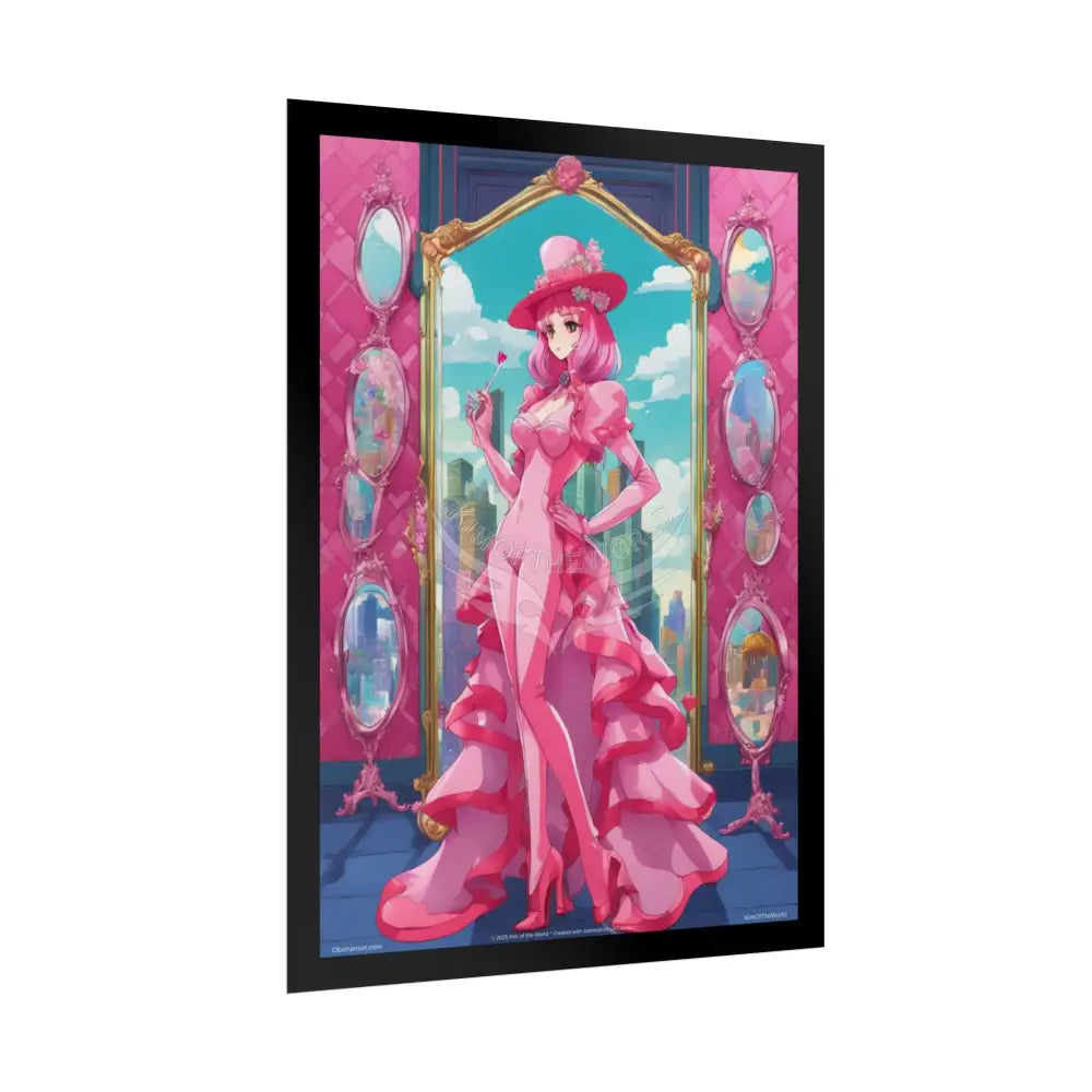 ’Pink Lady’ Empowered Women Anime Art Prints (Bold Female Characters) — Rolled Poster Set Poster