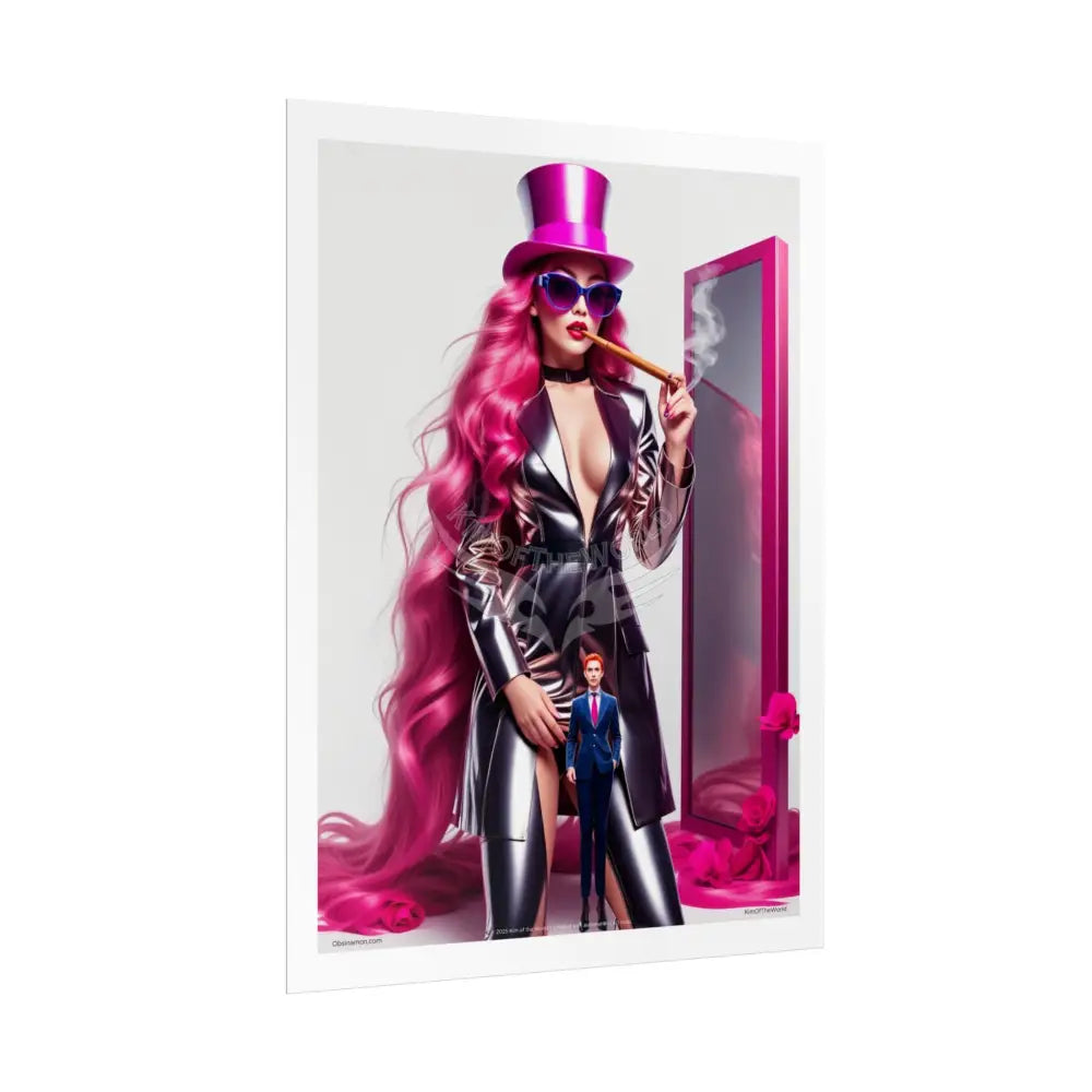 ’Pink Lady’ Empowered Women Art Prints (Bold Female Characters) Smoking Fetish Giantess Tall Girlfriend — Rolled Poster