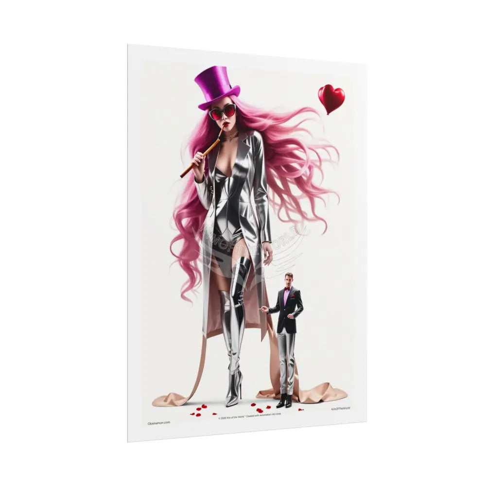 ’Pink Lady’ Empowered Women Art Prints (Bold Female Characters) Smoking Fetish Giantess Tall Girlfriend — Rolled Poster