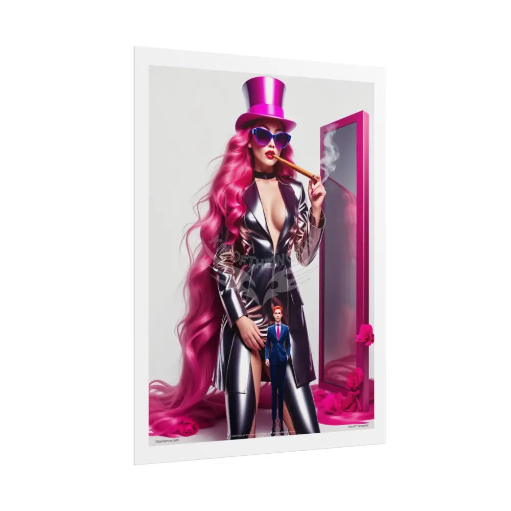 ’Pink Lady’ Empowered Women Art Prints (Bold Female Characters) Smoking Fetish Giantess Tall Girlfriend — Rolled Poster