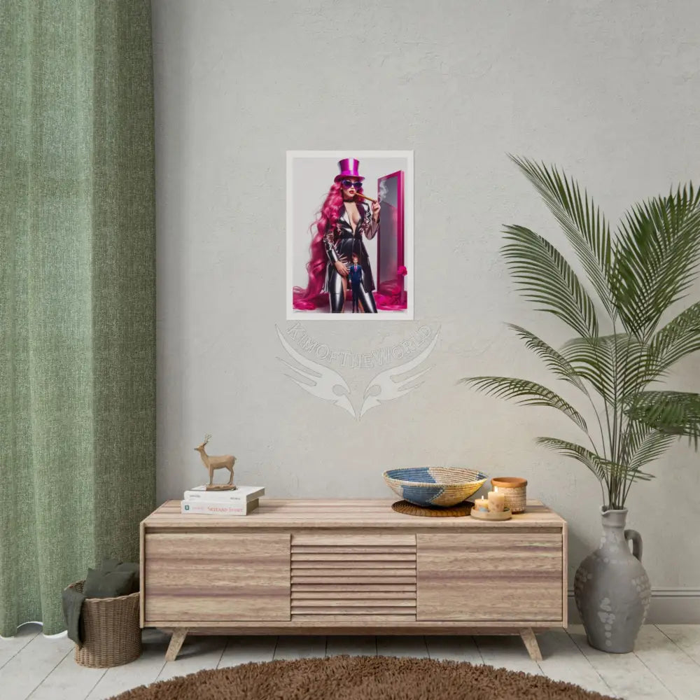 ’Pink Lady’ Empowered Women Art Prints (Bold Female Characters) Smoking Fetish Giantess Tall Girlfriend — Rolled Poster