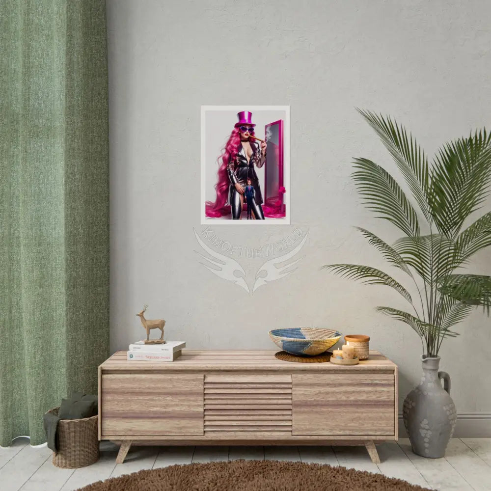 ’Pink Lady’ Empowered Women Art Prints (Bold Female Characters) Smoking Fetish Giantess Tall Girlfriend — Rolled Poster