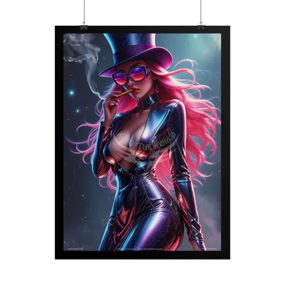 ’Pink Lady’ Empowered Women Art Prints (Bold Female Characters) Smoking Fetish — Rolled Poster Set Poster
