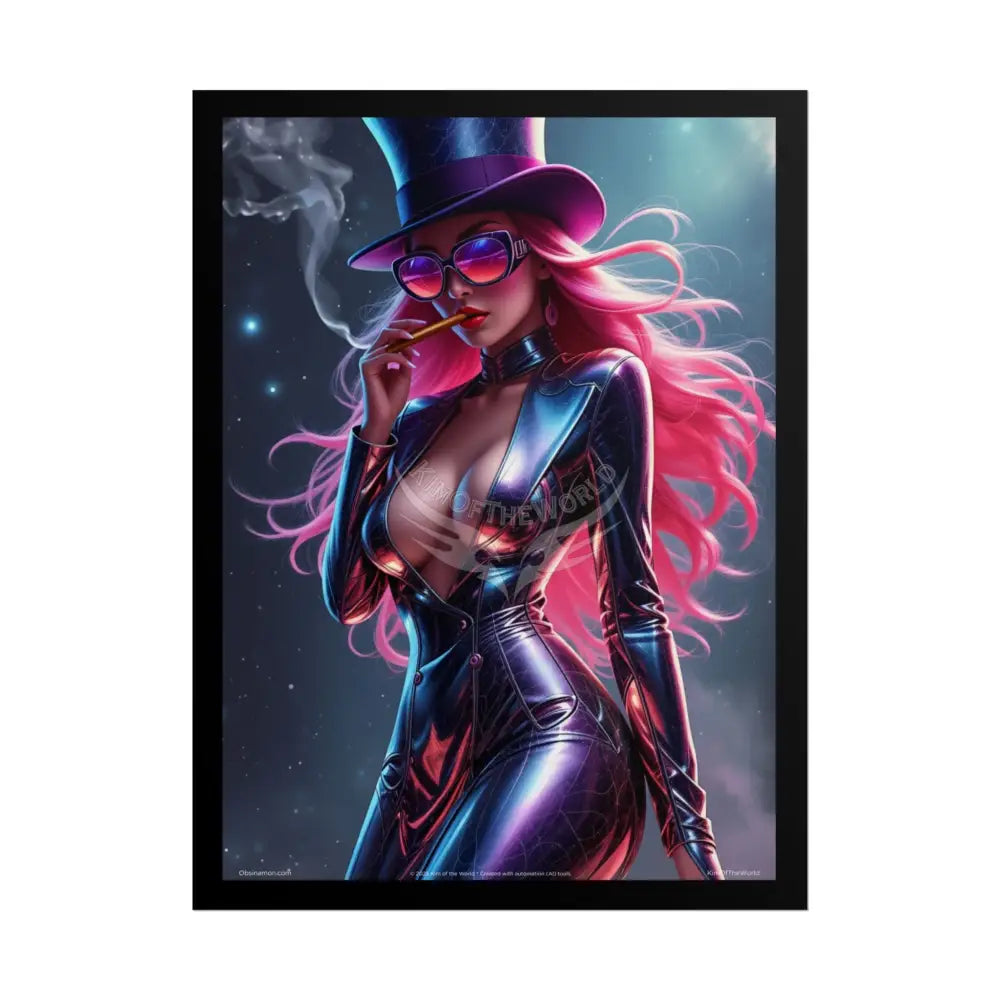 ’Pink Lady’ Empowered Women Art Prints (Bold Female Characters) Smoking Fetish — Rolled Poster Set 18″ x 24″ (Vertical)