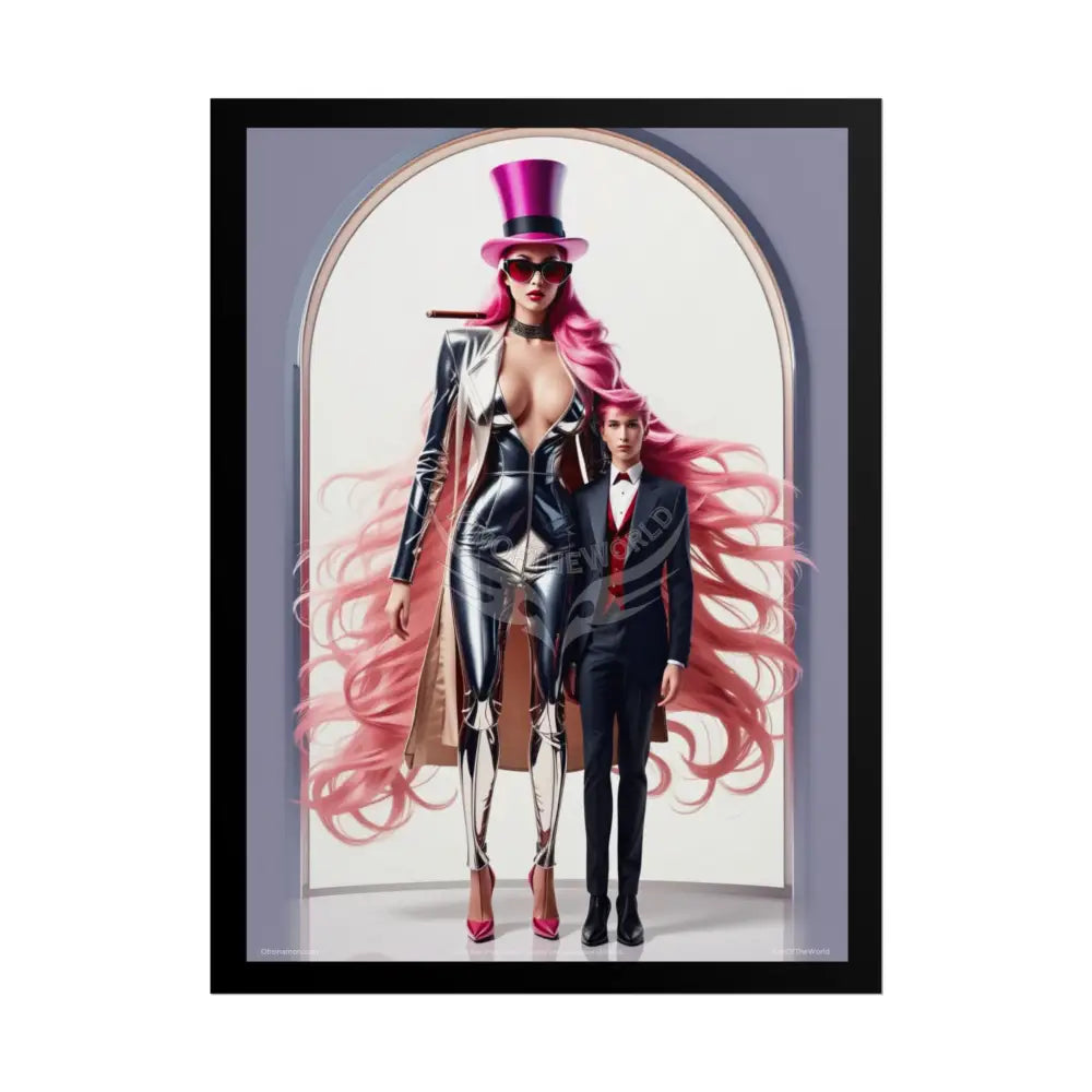 ’Pink Lady’ Empowered Women Art Prints Giantess Tall Girlfriend (Bold Female Characters) Smoking Fetish — Rolled Poster