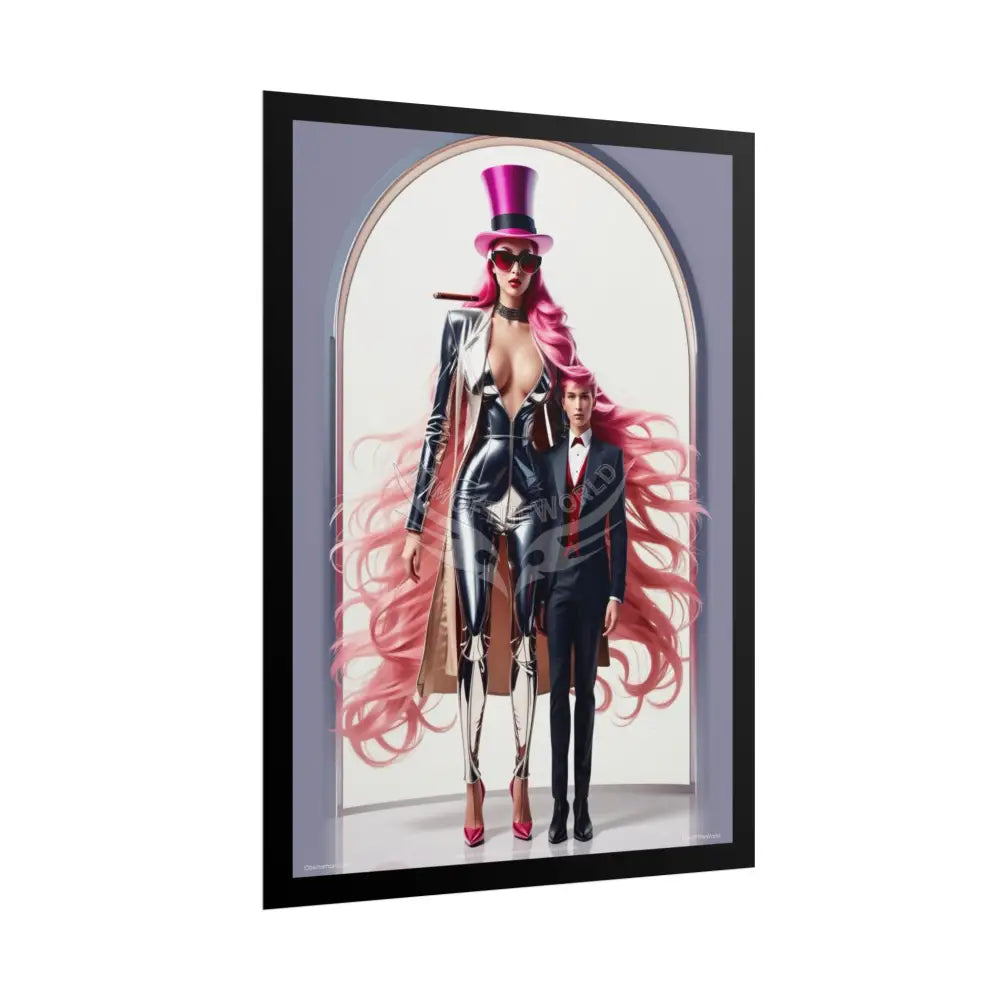 ’Pink Lady’ Empowered Women Art Prints Giantess Tall Girlfriend (Bold Female Characters) Smoking Fetish — Rolled Poster