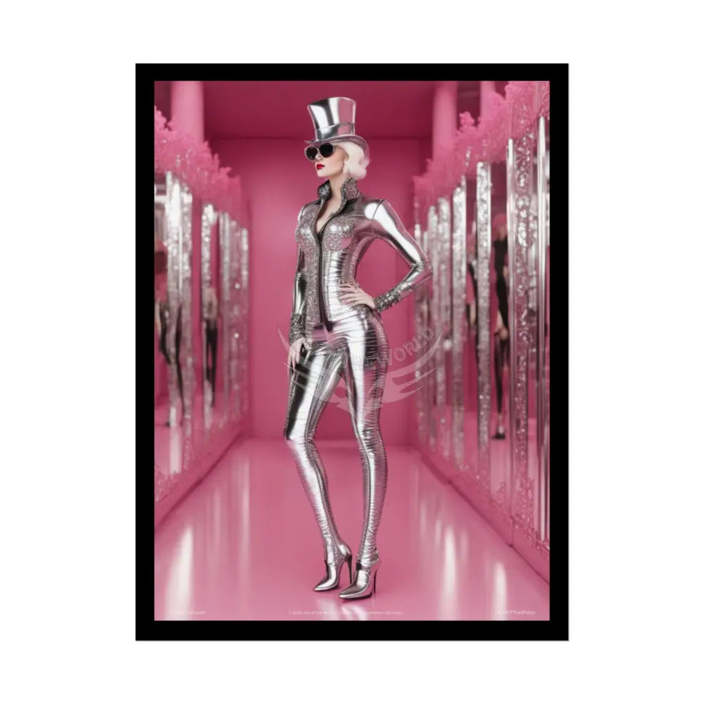 ’Pink Lady’ Empowered Women Mirror Art Prints (Bold Female Characters) — Rolled Poster Set 18″ x 24″ (Vertical) / Semi