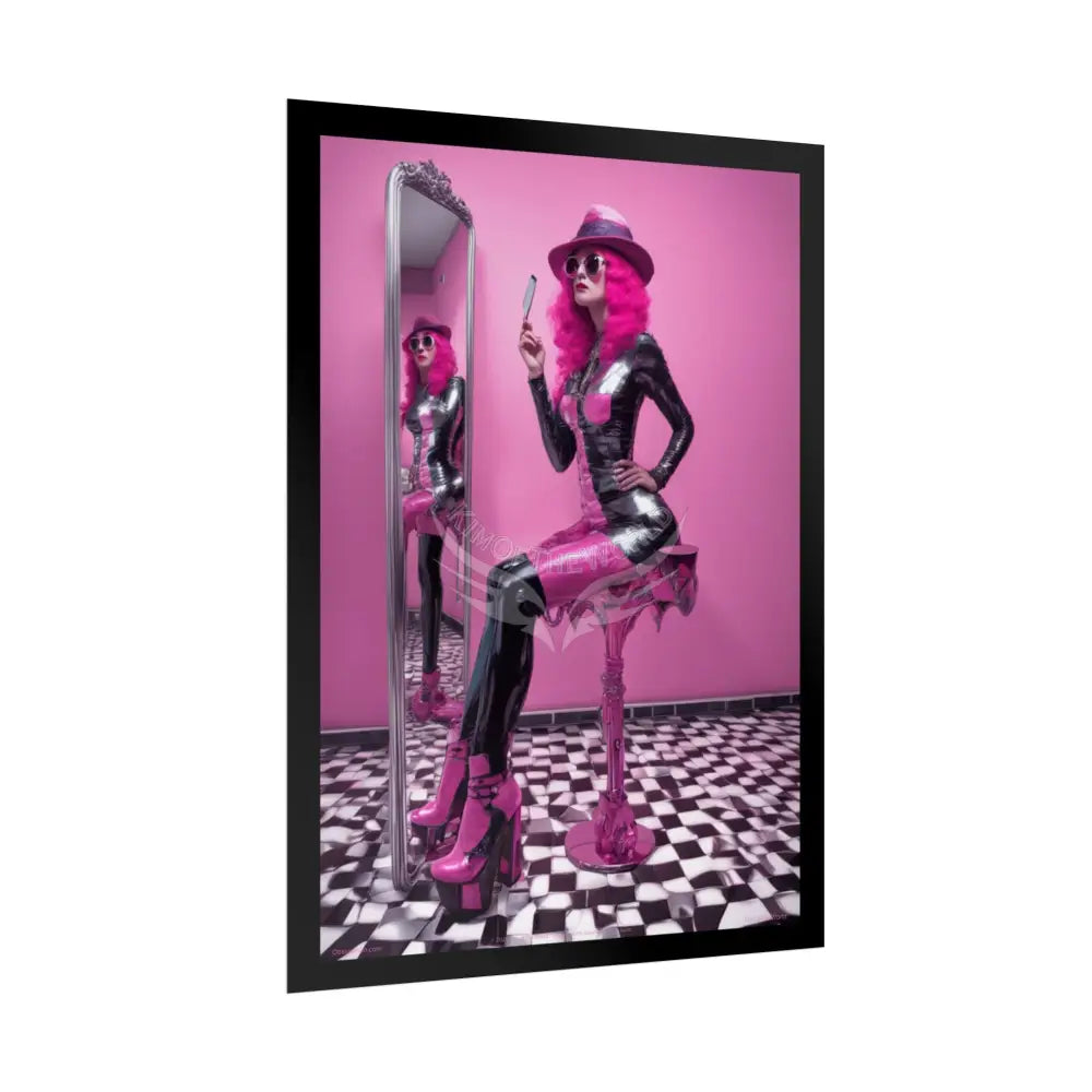 ’Pink Lady’ Empowered Women Mirror Art Prints (Bold Female Characters) — Rolled Poster Set Poster