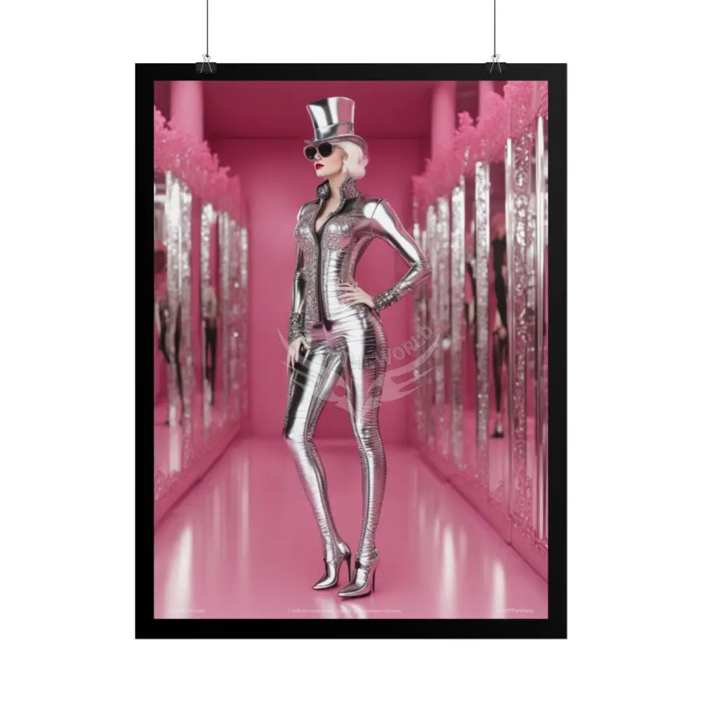 ’Pink Lady’ Empowered Women Mirror Art Prints (Bold Female Characters) — Rolled Poster Set Poster