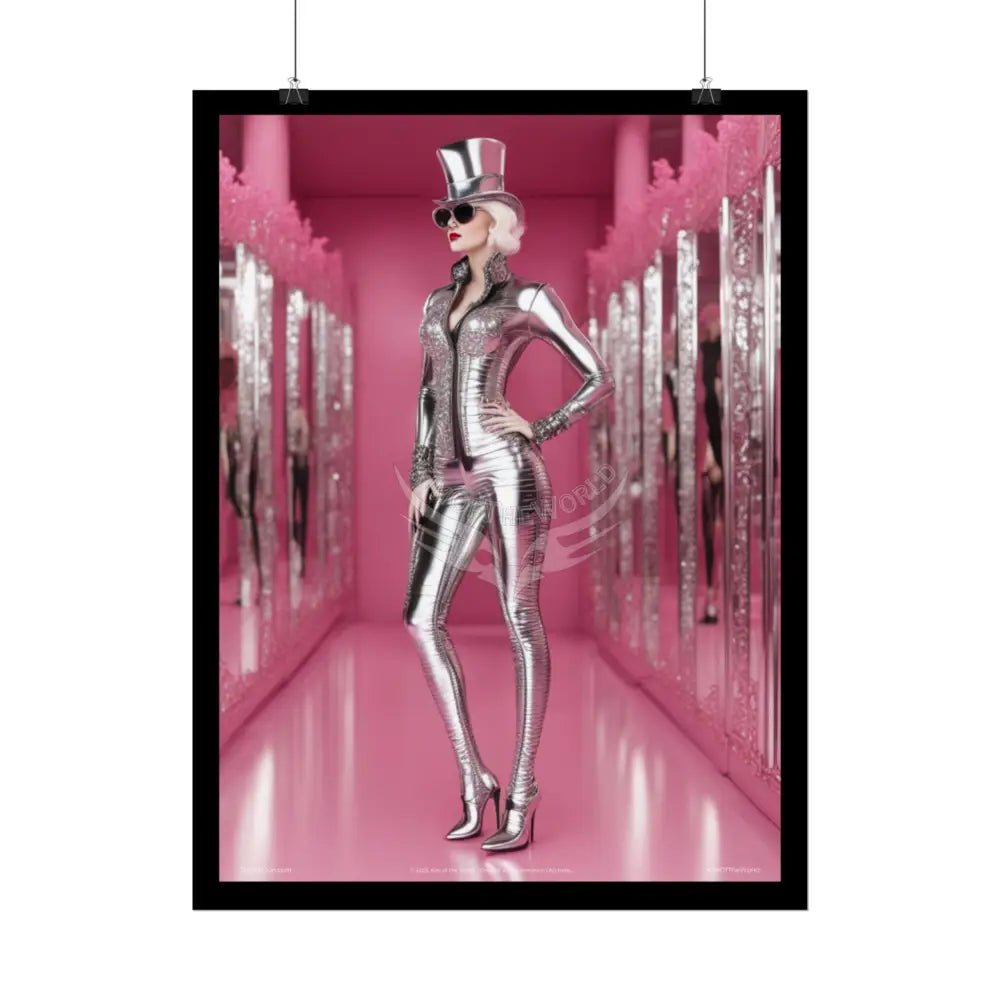 ’Pink Lady’ Empowered Women Mirror Art Prints (Bold Female Characters) — Rolled Poster Set Poster