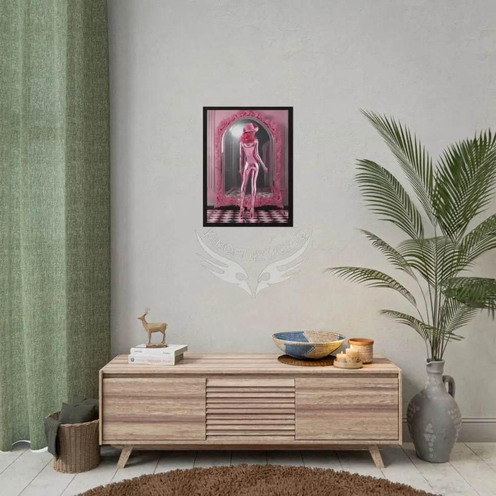 ’Pink Lady’ Empowered Women Mirror Art Prints (Bold Female Characters) Smoking Fetish — Rolled Poster Set Poster