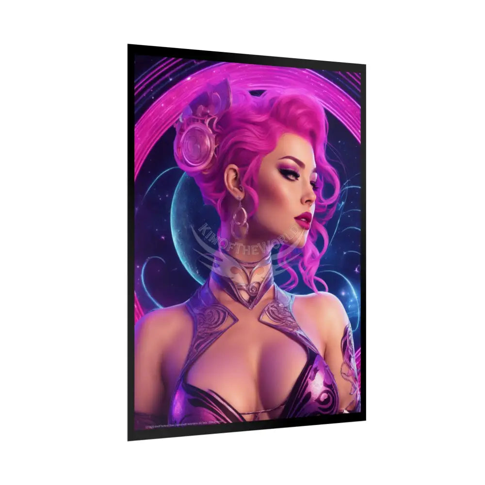 Pink Lady Girl Rolled Posters — Sexy Seductive Wall Art - AI Girl Girlfriend Poster