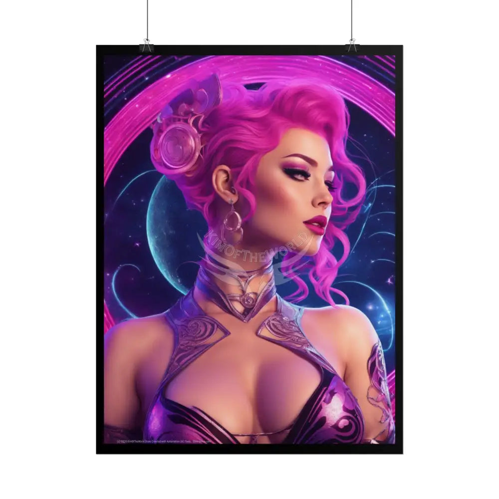 Pink Lady Girl Rolled Posters — Sexy Seductive Wall Art - AI Girl Girlfriend Poster