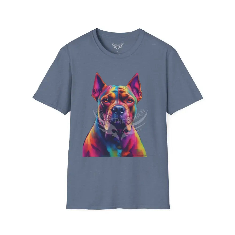 Pop Art Pit Bull Terrier Parent Tee - Softstyle T-Shirt Heather Indigo / S T-Shirt