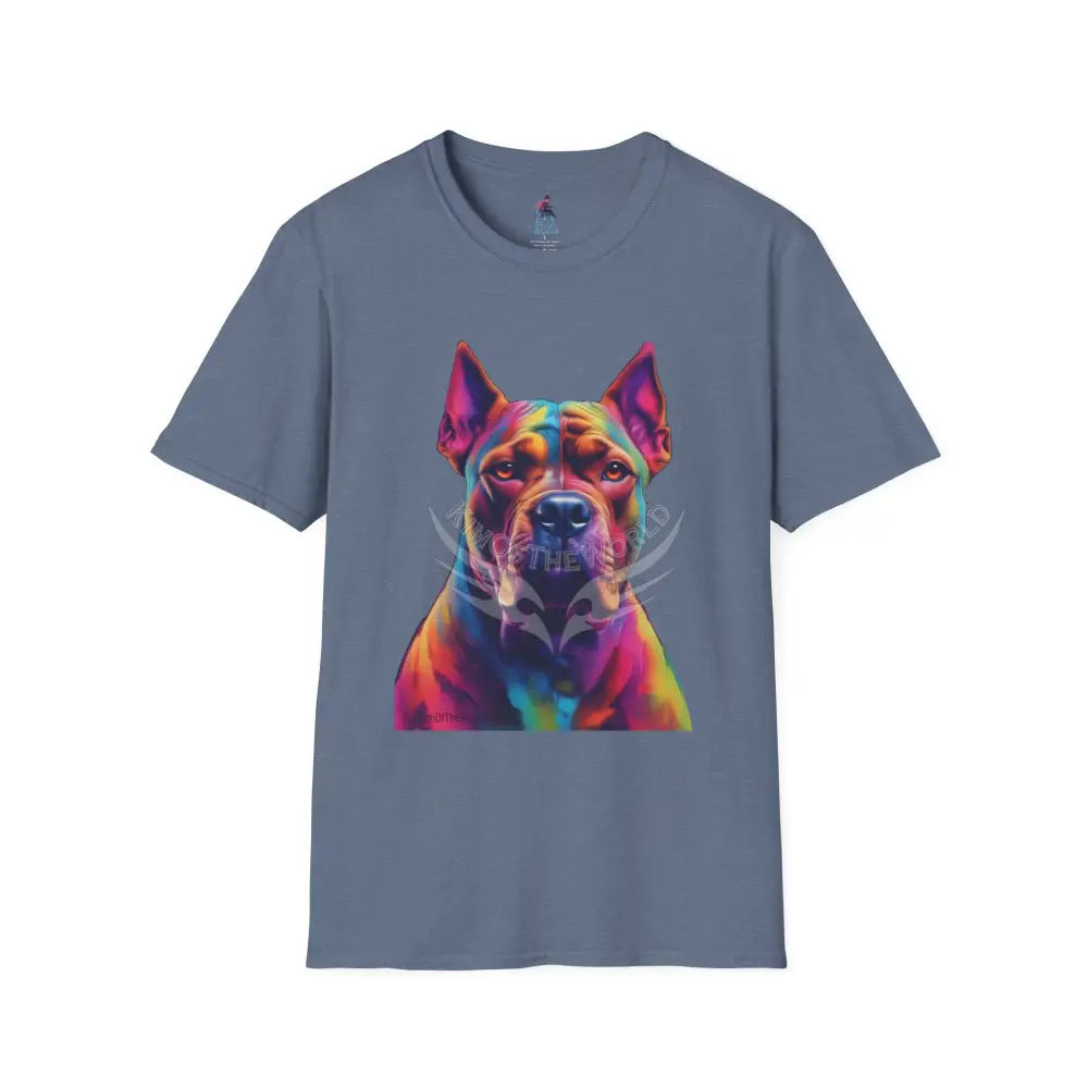 Pop Art Pit Bull Terrier Parent Tee - Softstyle T-Shirt Heather Indigo / S T-Shirt