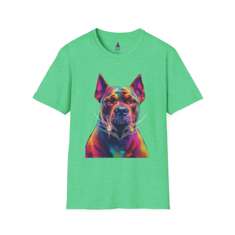 Pop Art Pit Bull Terrier Parent Tee - Softstyle T-Shirt Heather Irish Green / S T-Shirt