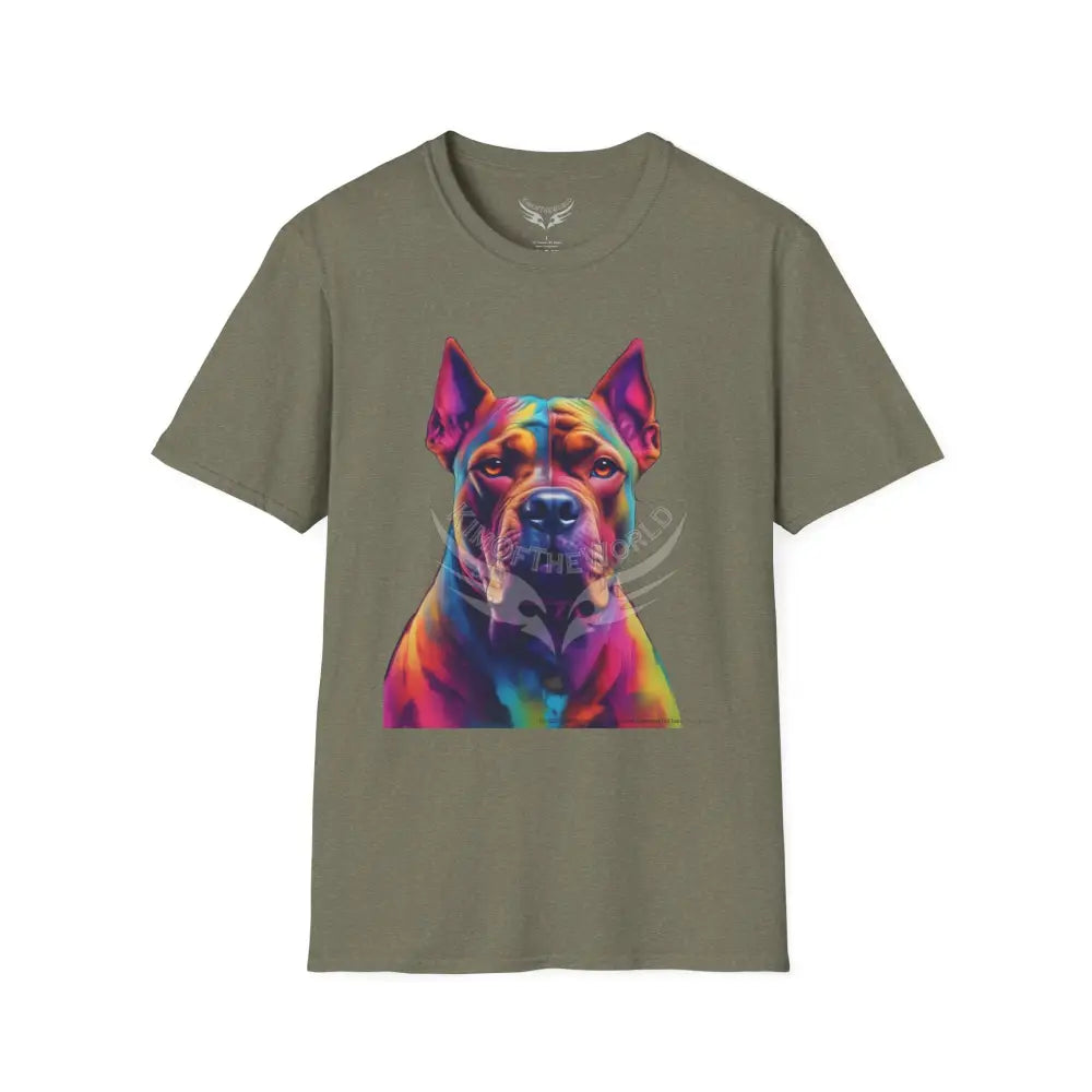 Pop Art Pit Bull Terrier Parent Tee - Softstyle T-Shirt Heather Military Green / S T-Shirt