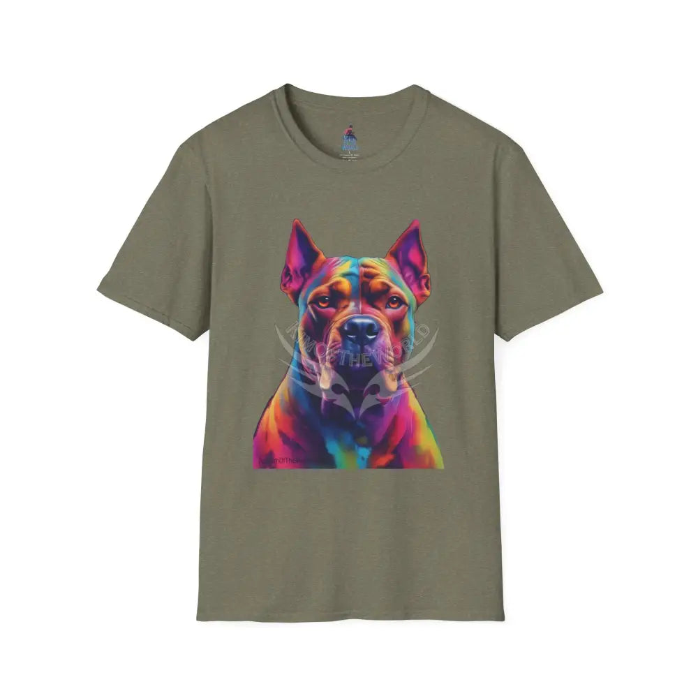 Pop Art Pit Bull Terrier Parent Tee - Softstyle T-Shirt Heather Military Green / S T-Shirt