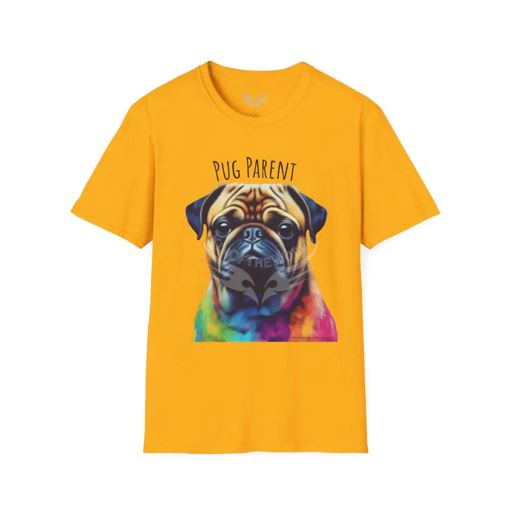 Pop Art ’Pug Parent’ Tee - Softstyle T-Shirt Gold / S T-Shirt