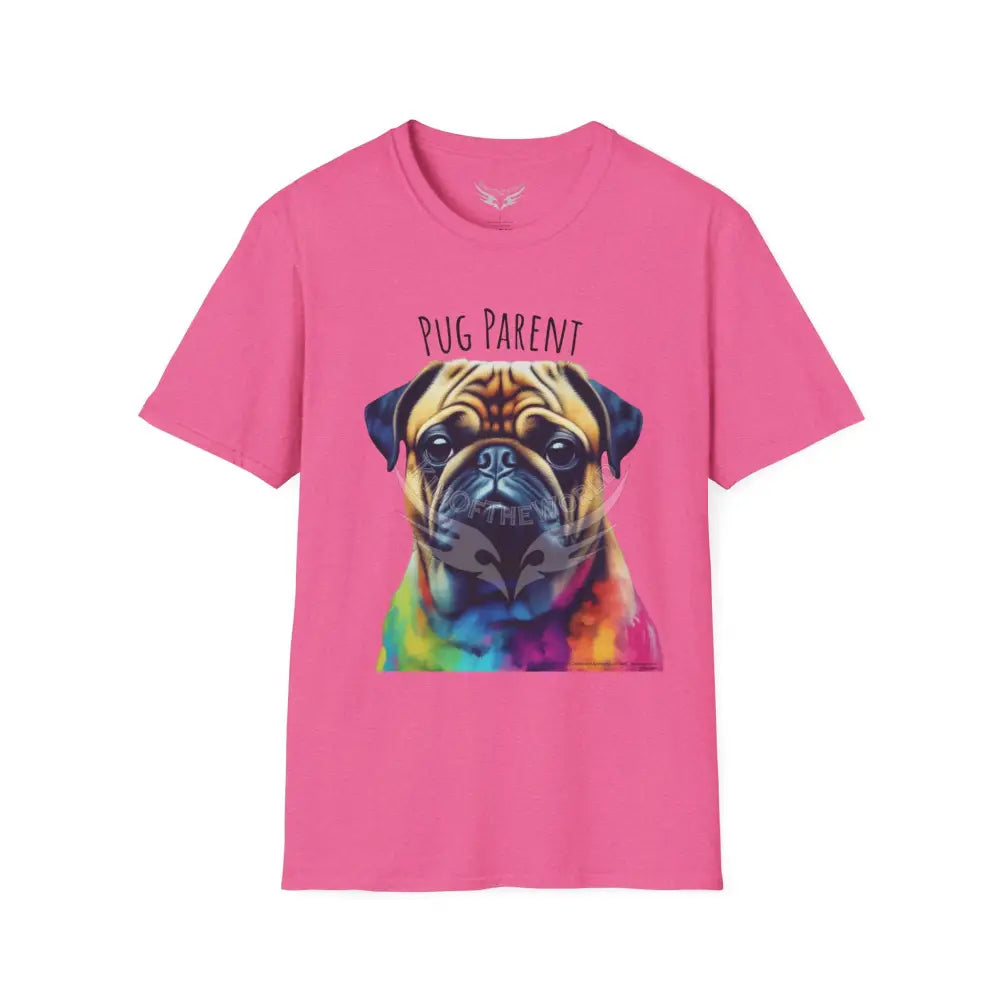 Pop Art ’Pug Parent’ Tee - Softstyle T-Shirt Heather Heliconia / S T-Shirt
