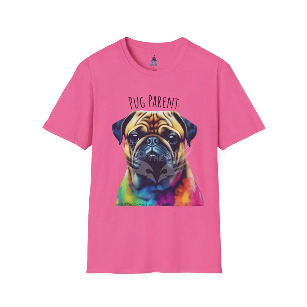Pop Art ’Pug Parent’ Tee - Softstyle T-Shirt Heather Heliconia / S T-Shirt