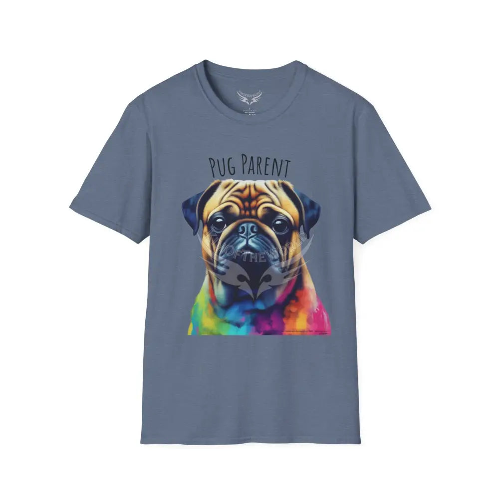 Pop Art ’Pug Parent’ Tee - Softstyle T-Shirt Heather Indigo / S T-Shirt