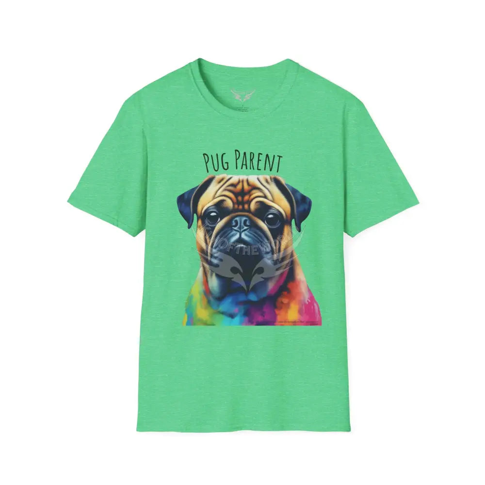 Pop Art ’Pug Parent’ Tee - Softstyle T-Shirt Heather Irish Green / S T-Shirt