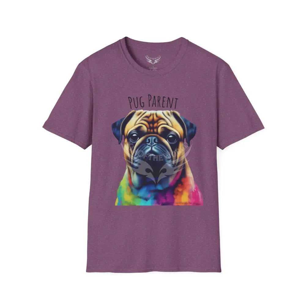 Pop Art ’Pug Parent’ Tee - Softstyle T-Shirt Heather Maroon / S T-Shirt