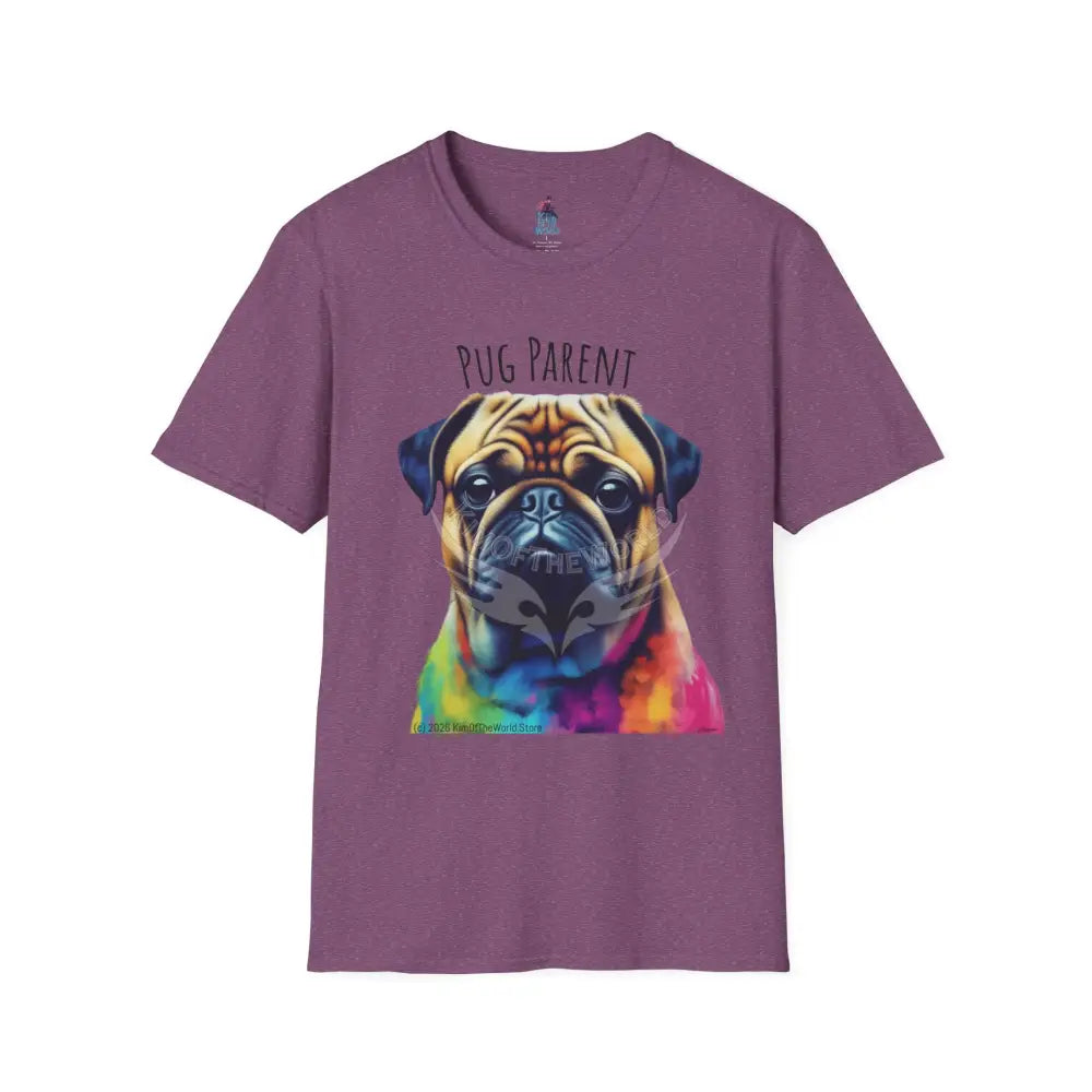Pop Art ’Pug Parent’ Tee - Softstyle T-Shirt Heather Maroon / S T-Shirt