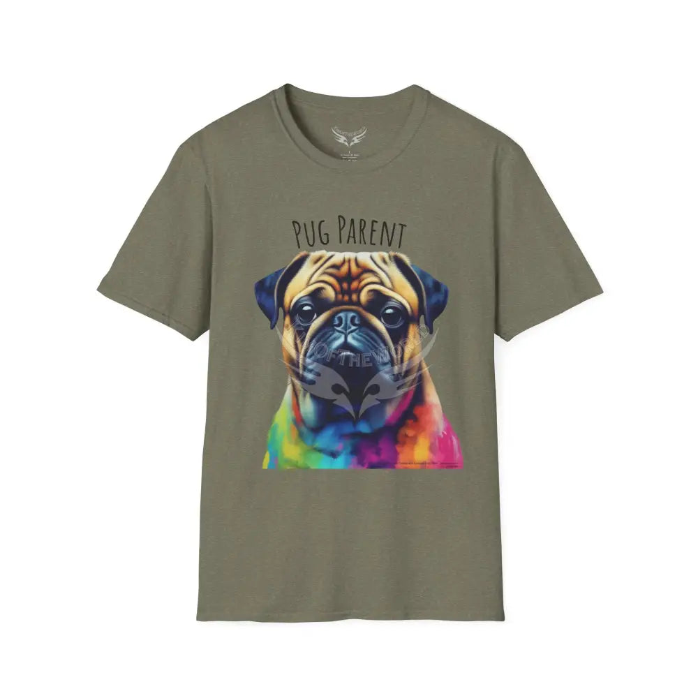 Pop Art ’Pug Parent’ Tee - Softstyle T-Shirt Heather Military Green / S T-Shirt