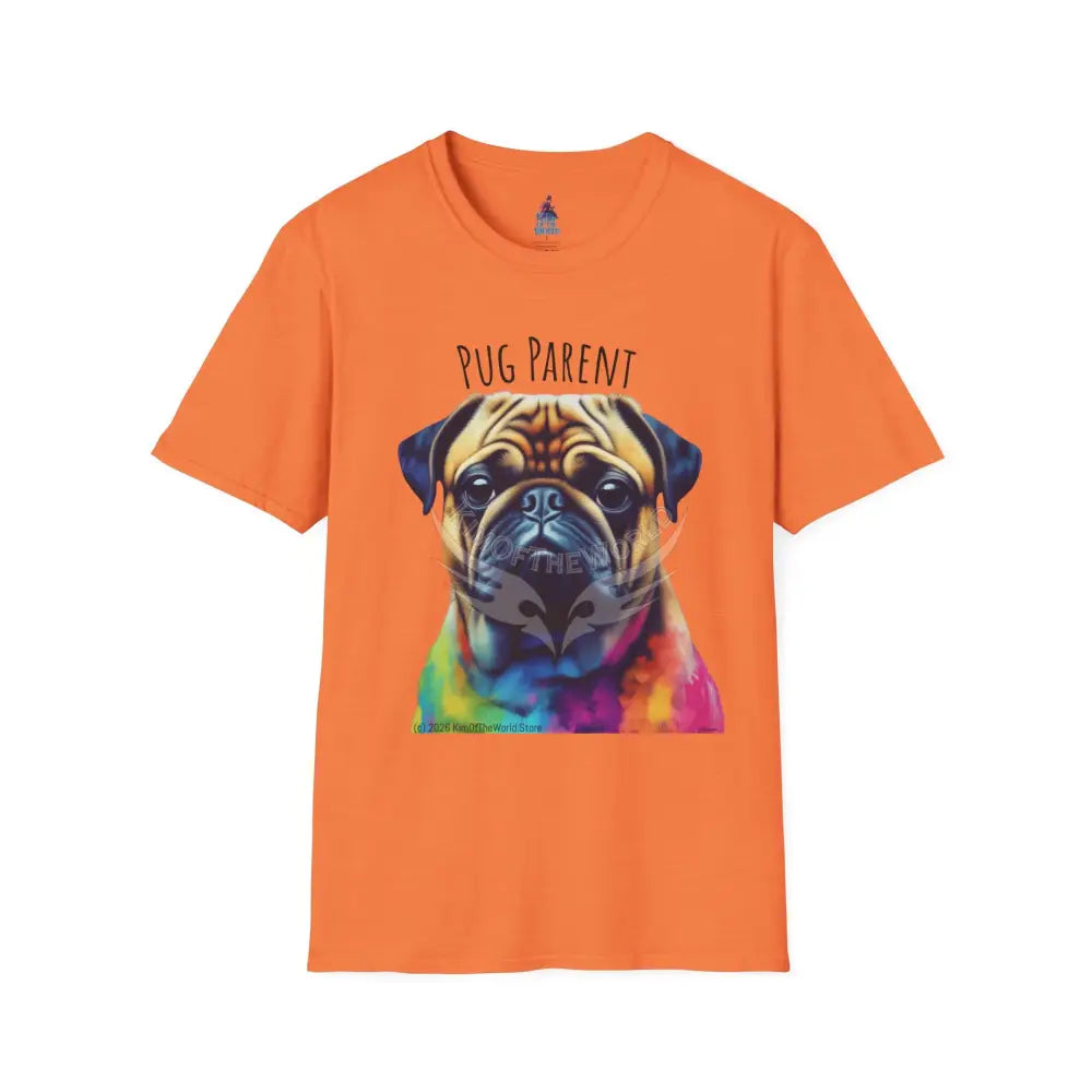 Pop Art ’Pug Parent’ Tee - Softstyle T-Shirt Heather Orange / S T-Shirt