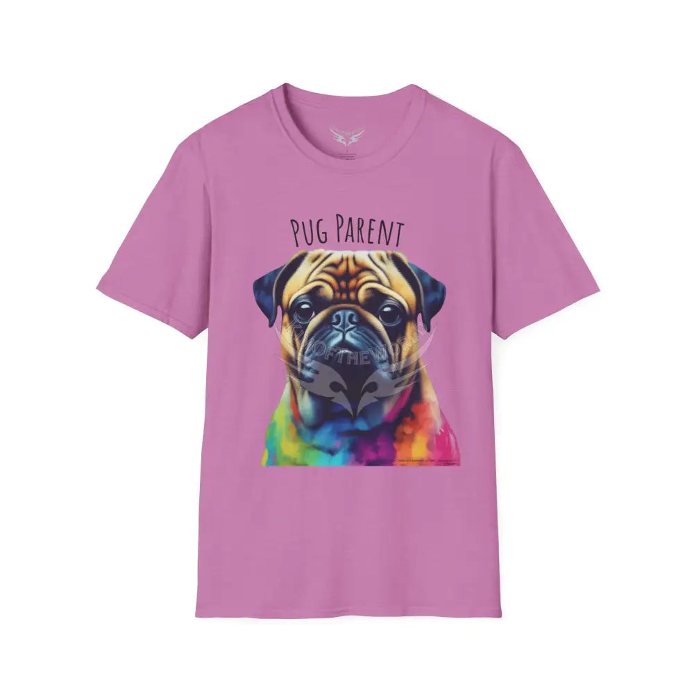 Pop Art ’Pug Parent’ Tee - Softstyle T-Shirt Heather Radiant Orchid / S T-Shirt