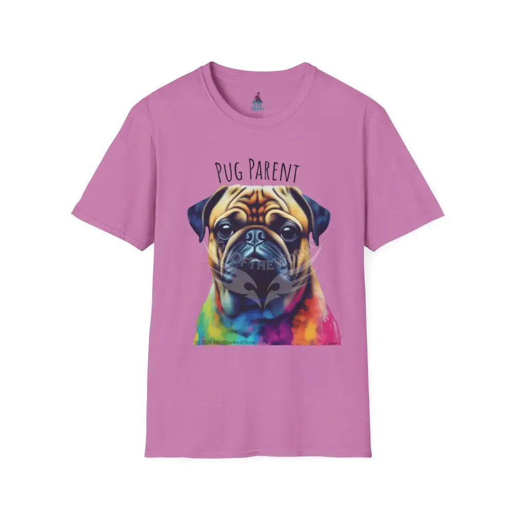 Pop Art ’Pug Parent’ Tee - Softstyle T-Shirt Heather Radiant Orchid / S T-Shirt