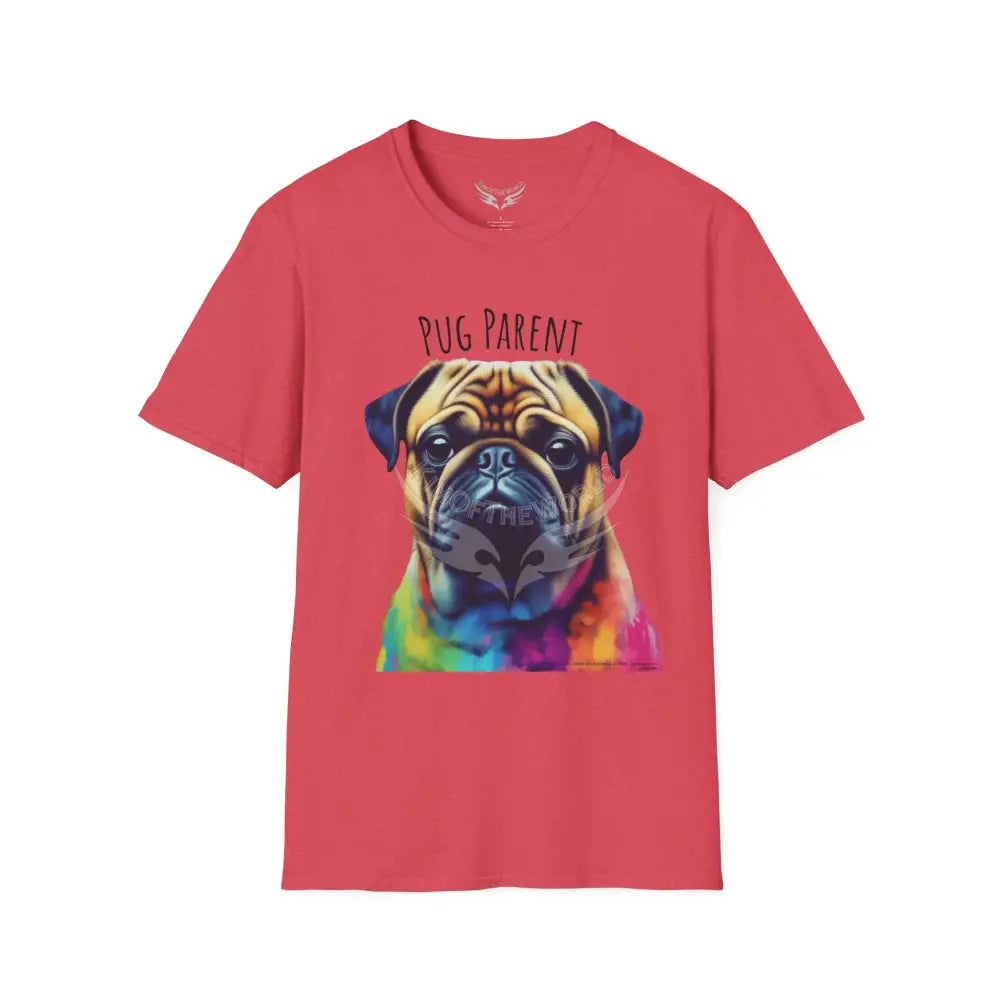 Pop Art ’Pug Parent’ Tee - Softstyle T-Shirt Heather Red / S T-Shirt