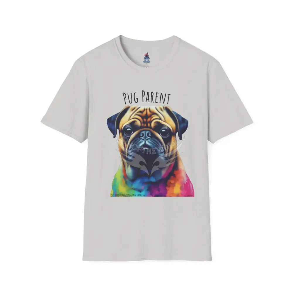Pop Art ’Pug Parent’ Tee - Softstyle T-Shirt Ice Grey / S T-Shirt