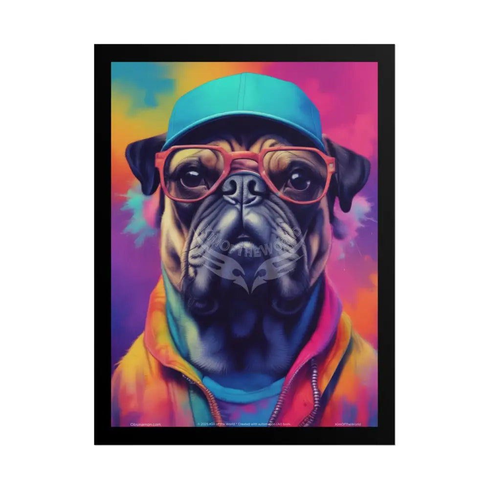 Pop Art Rainbow Pug Dog Doggie Pup Surreal Animal Portraits (3D Unique Colorful & Vaporwave) Rolled Posters 18″ x 24″