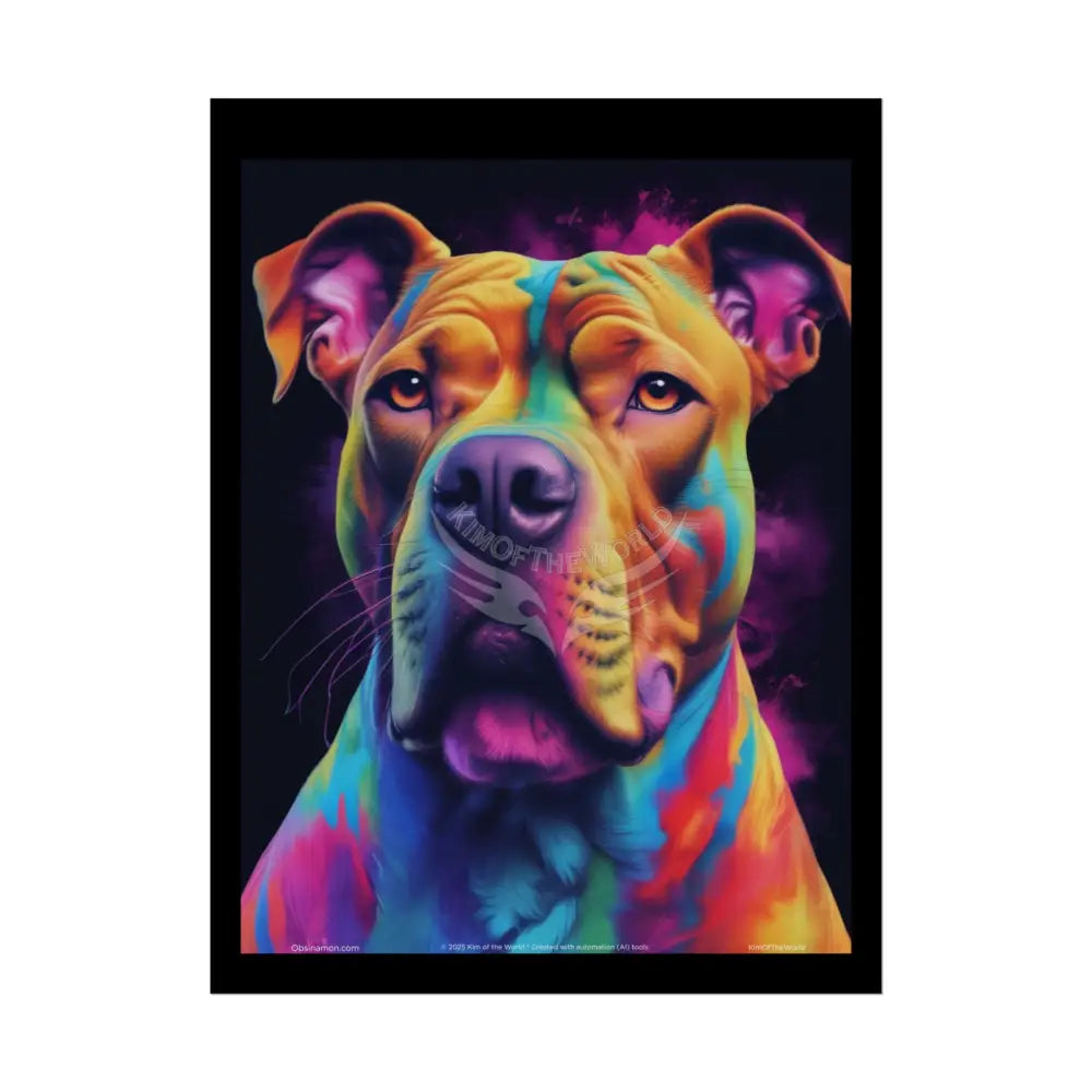 Pop Art Rainbow Spectrum Pit Bull Terrier Character Surreal Animal Dog Pup Puppy Portraits (3D Unique Colorful &