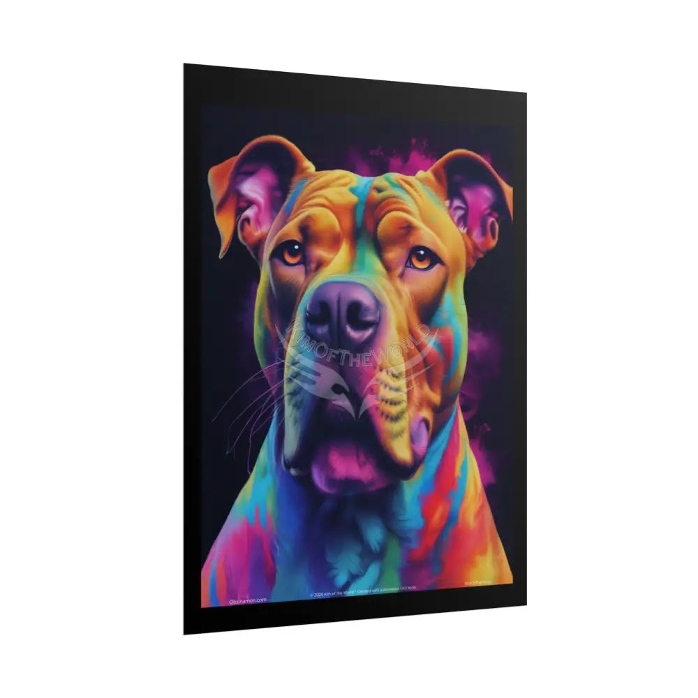 Pop Art Rainbow Spectrum Pit Bull Terrier Character Surreal Animal Dog Pup Puppy Portraits (3D Unique Colorful &