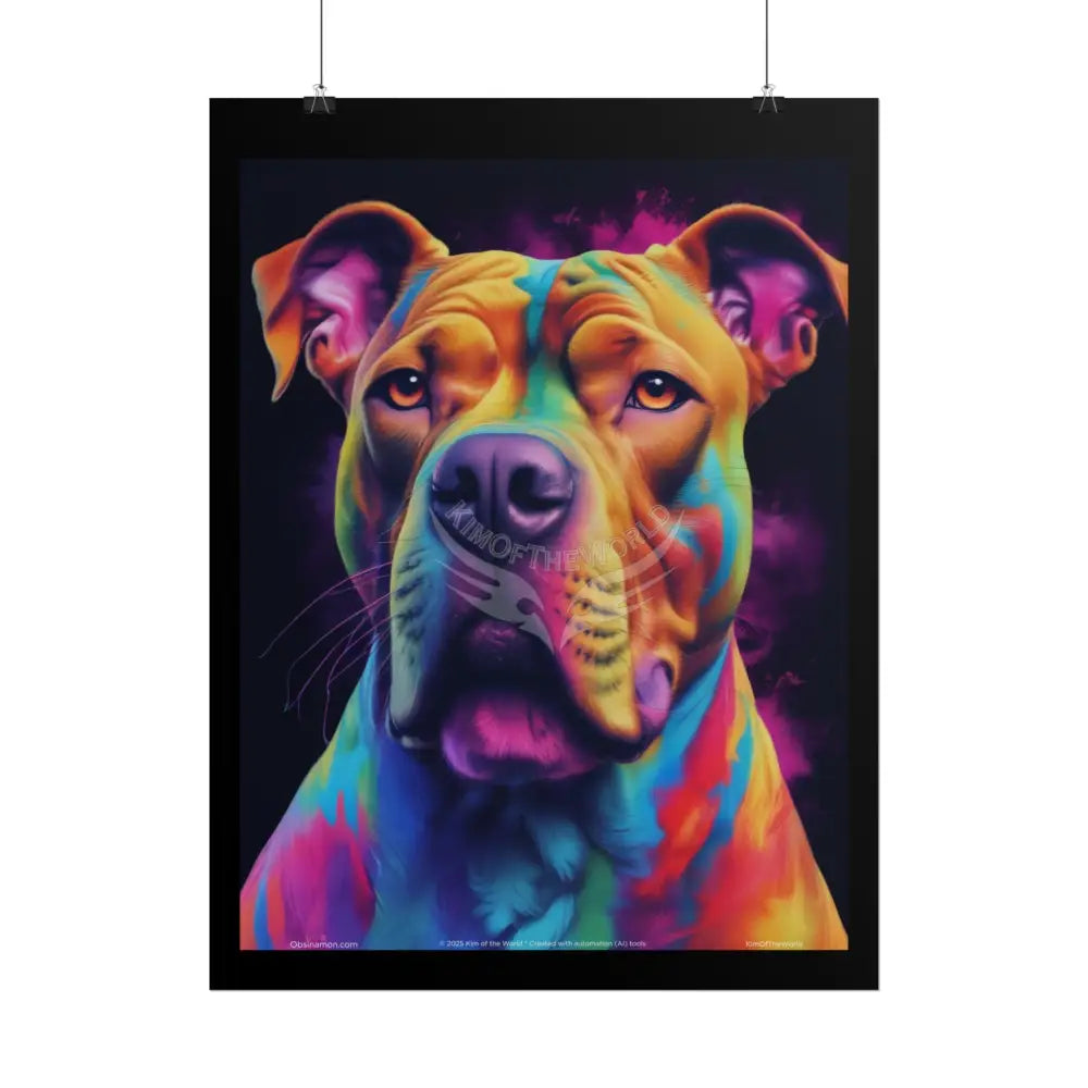 Pop Art Rainbow Spectrum Pit Bull Terrier Character Surreal Animal Dog Pup Puppy Portraits (3D Unique Colorful &