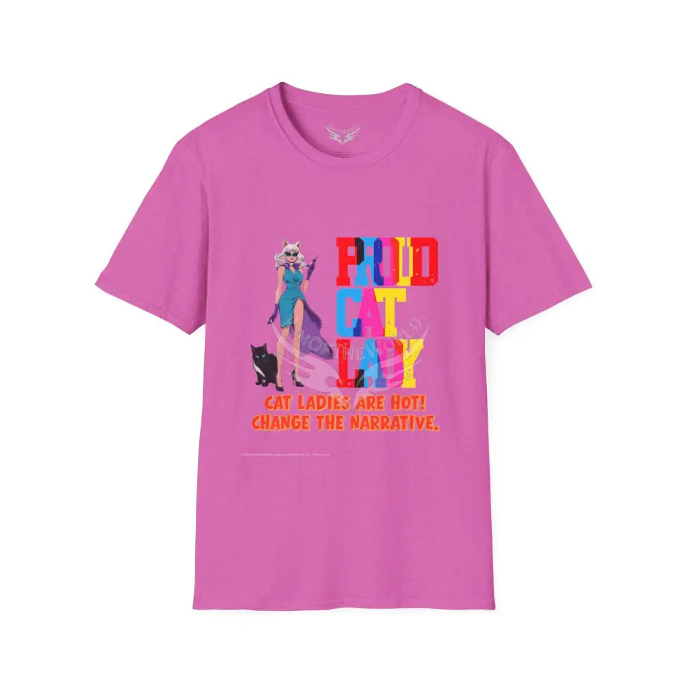’Proud Cat Lady’ Cat Lady Kitty Parent Tee - Softstyle T-Shirt Heather Berry / S T-Shirt