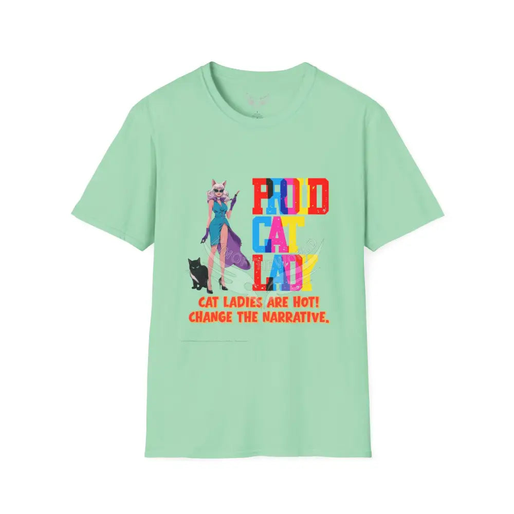 ’Proud Cat Lady’ Cat Lady Kitty Parent Tee - Softstyle T-Shirt Mint Green / S T-Shirt