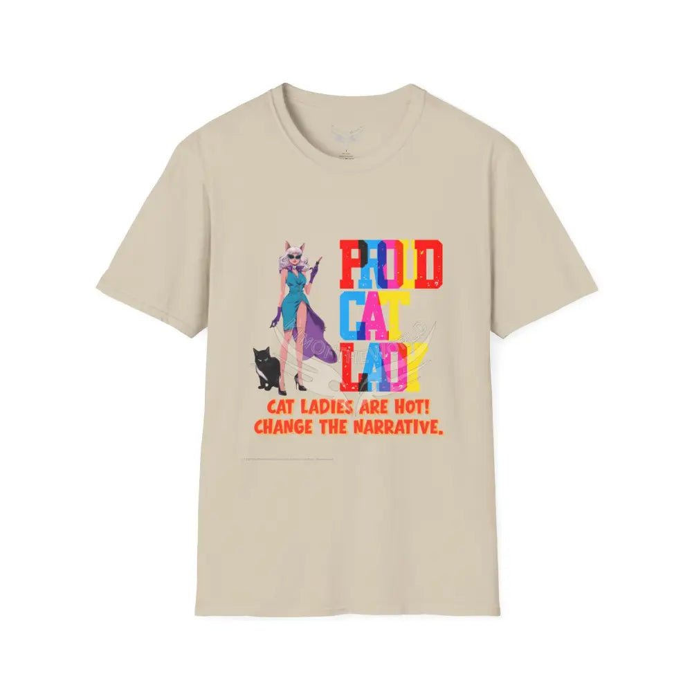 ’Proud Cat Lady’ Cat Lady Kitty Parent Tee - Softstyle T-Shirt Sand / S T-Shirt